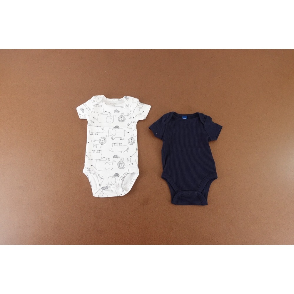 Baby Size 3-6 Months Old Navy Blue Simple Joys Carters White Printed Bodysuits